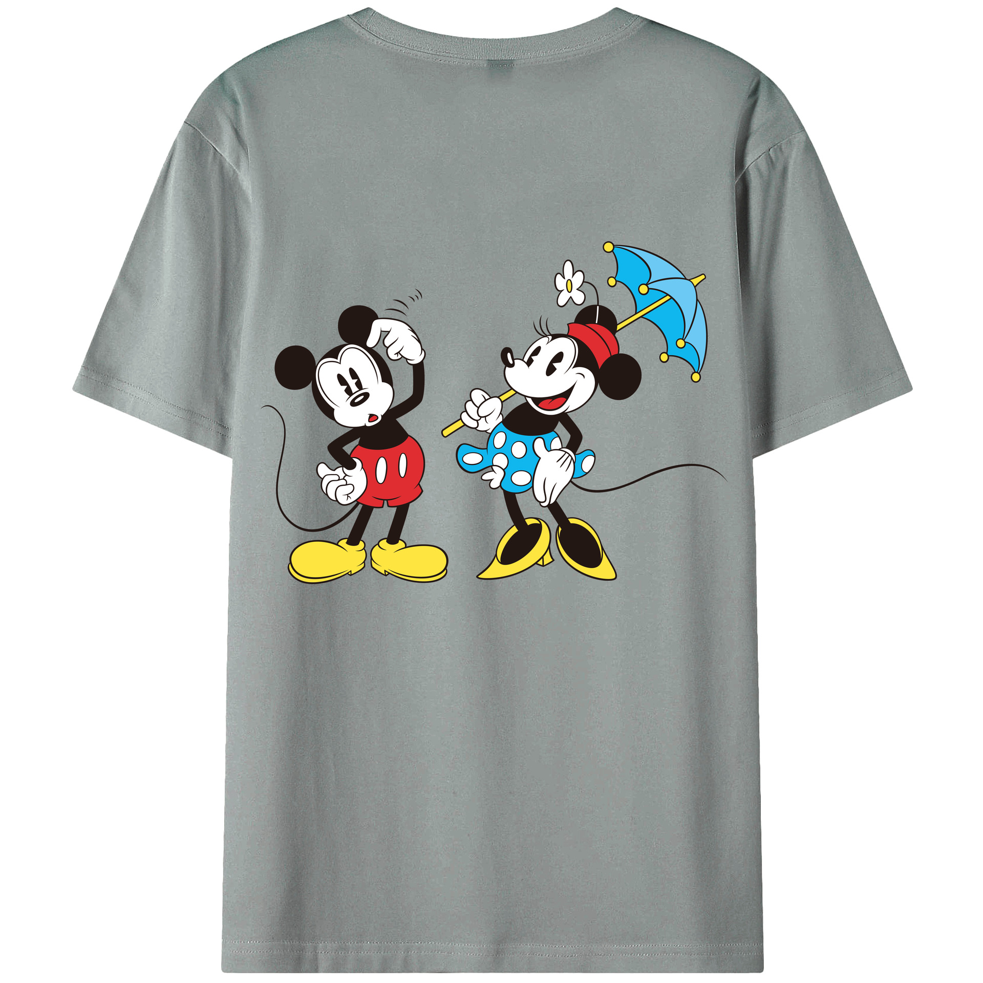 ミッキーマウス Mickey Mouse 綿100％ メンズ半袖Tシャツ（バックプリント） 通気性